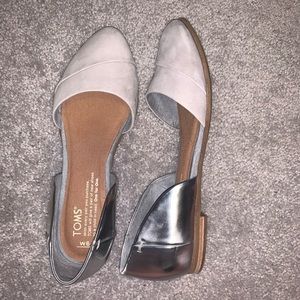 Silver and gray TOMS flats